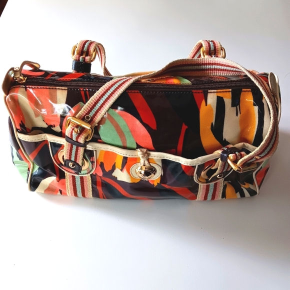 VTG Missoni Y2K vinyl abstract satchel with canvas straps. - Picture 13 of 15